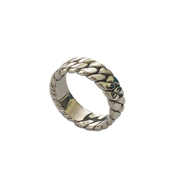 CHAINED SILVER MEN`S RING